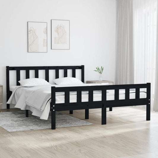 vidaXL Bed Frame Black Solid Wood 120x190 cm Small Double