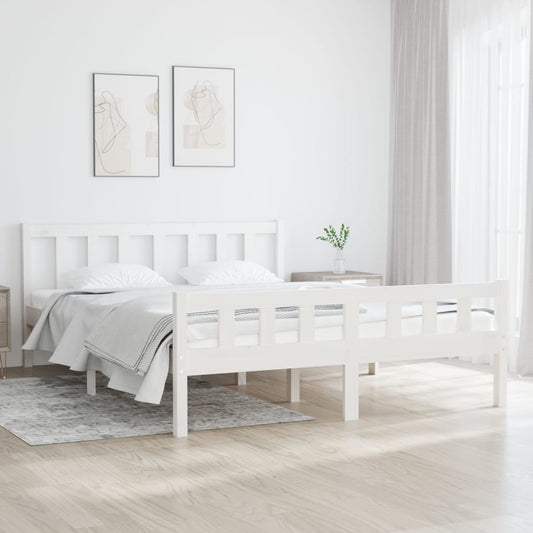 vidaXL Bed Frame White Solid Wood 135x190 cm Double