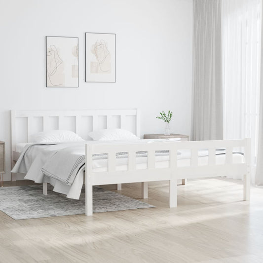 vidaXL Bed Frame White Solid Wood 140x190 cm
