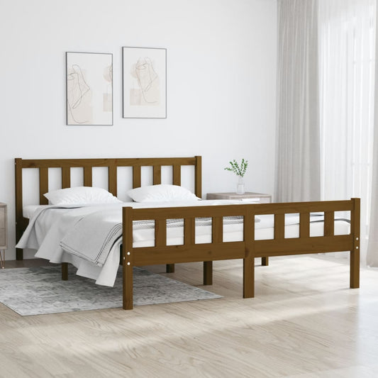 vidaXL Bed Frame Honey Brown Solid Wood 140x190 cm