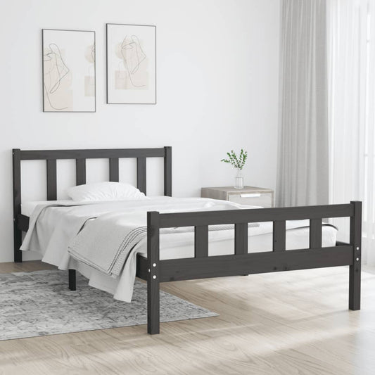 vidaXL Bed Frame Grey Solid Wood 90x200 cm