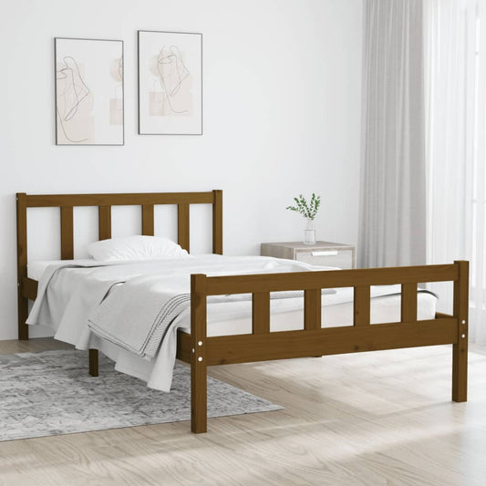 vidaXL Bed Frame Honey Brown Solid Wood 100x200 cm