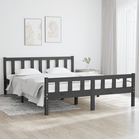 vidaXL Bed Frame Grey Solid Wood 140x200 cm