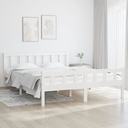 vidaXL Bed Frame White Solid Wood 150x200 cm King Size