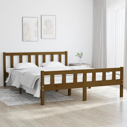 vidaXL Bed Frame Honey Brown Solid Wood 150x200 cm King Size