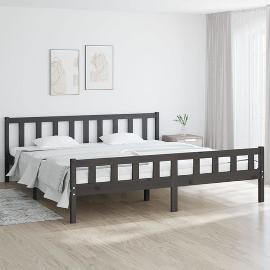 vidaXL Bed Frame Grey Solid Wood 160x200 cm