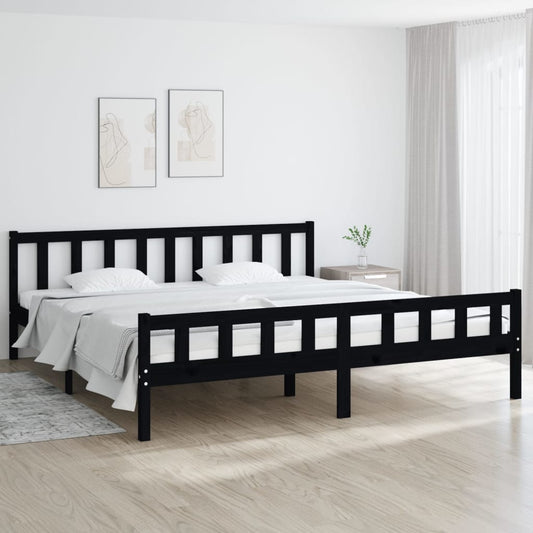 vidaXL Bed Frame Black Solid Wood 160x200 cm