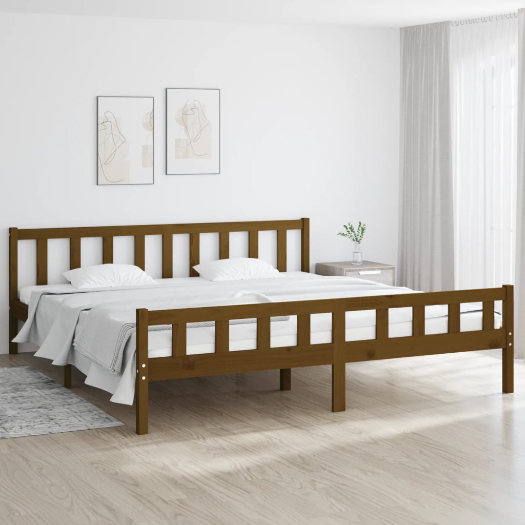 vidaXL Bed Frame Honey Brown Solid Wood 180x200 cm Super King Size