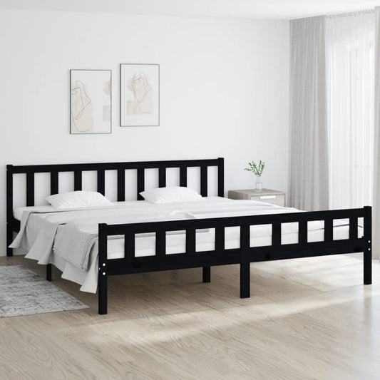 vidaXL Bed Frame Black Solid Wood 180x200 cm Super King Size