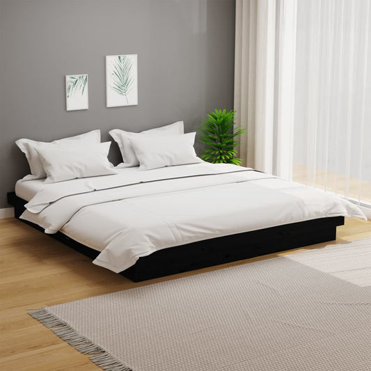 vidaXL Bed Frame Black Solid Wood Pine 160x200 cm
