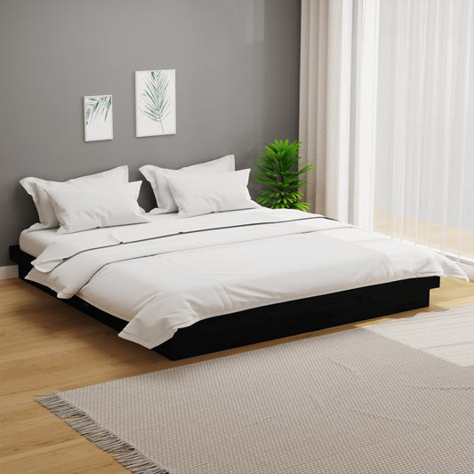 vidaXL Bed Frame Black Solid Wood Pine 200x200 cm