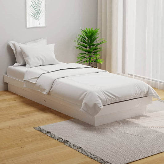 vidaXL Bed Frame White Solid Wood 75x190 cm Small Single