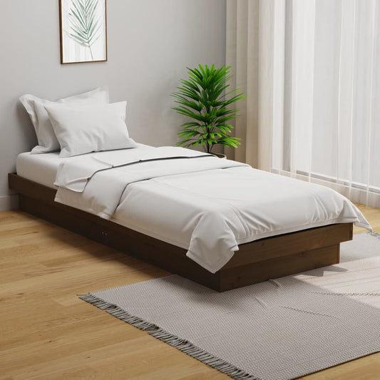 vidaXL Bed Frame Honey Brown Solid Wood 75x190 cm Small Single
