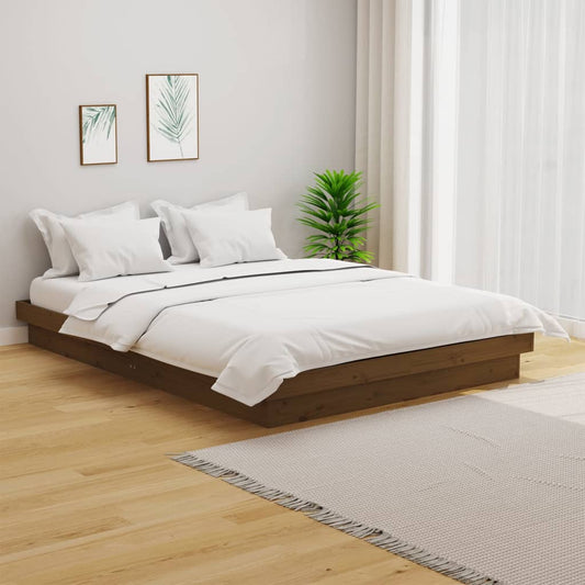 vidaXL Bed Frame Honey Brown Solid Wood 135x190 cm Double