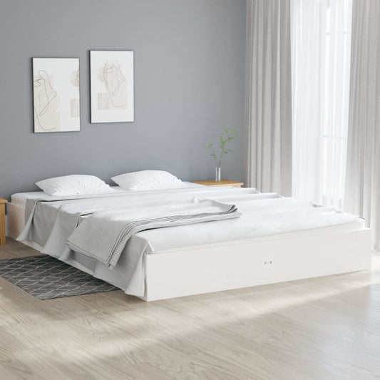 vidaXL Bed Frame White Solid Wood 160x200 cm