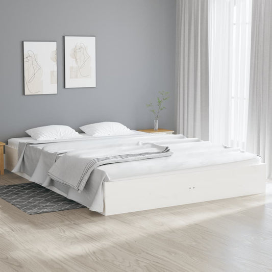 vidaXL Bed Frame White Solid Wood 150x200 cm King Size