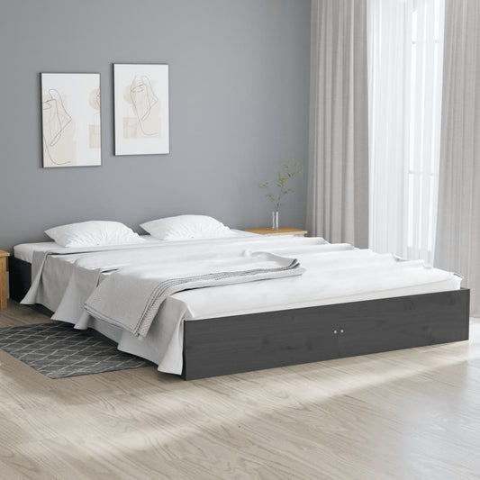 vidaXL Bed Frame Grey Solid Wood 120x200 cm
