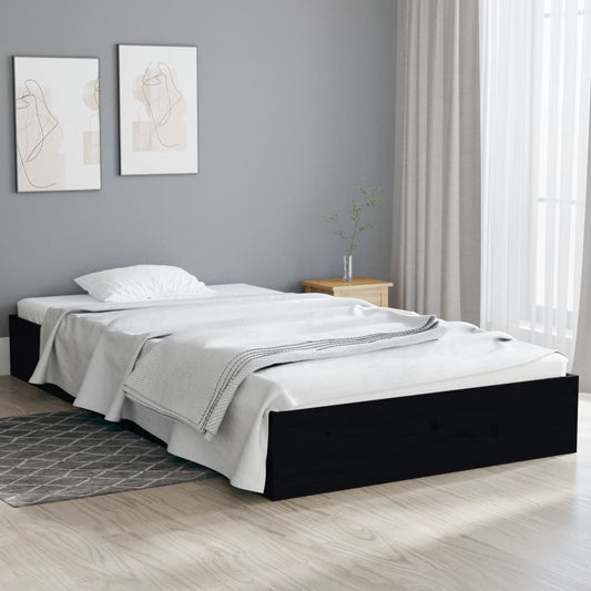 vidaXL Bed Frame Black Solid Wood 90x200 cm