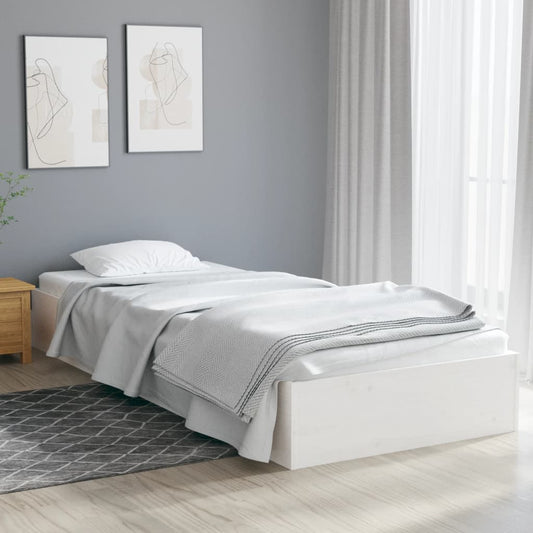vidaXL Bed Frame White Solid Wood 75x190 cm Small Single