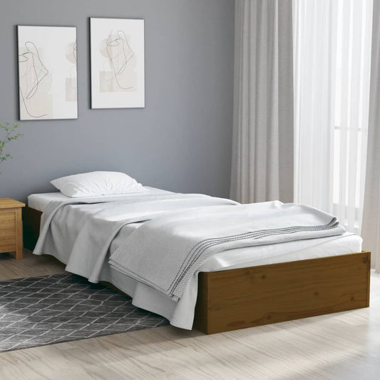 vidaXL Bed Frame Honey Brown Solid Wood 75x190 cm Small Single