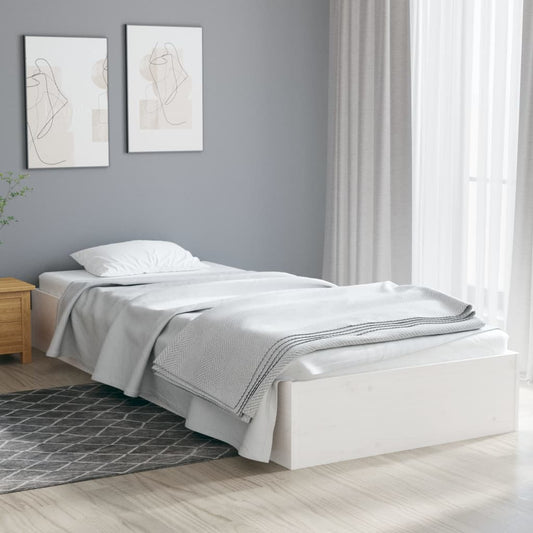 vidaXL Bed Frame White Solid Wood 90x190 cm Single