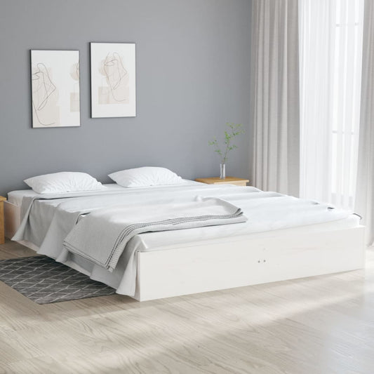 vidaXL Bed Frame White Solid Wood 120x190 cm Small Double