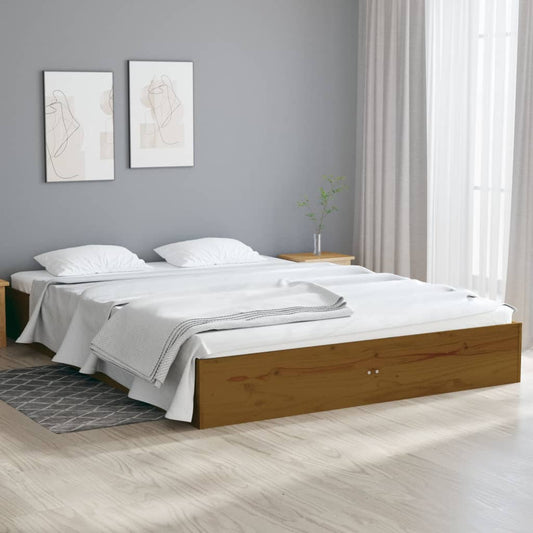 vidaXL Bed Frame Honey Brown Solid Wood 135x190 cm Double