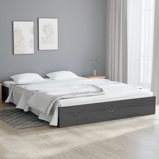 vidaXL Bed Frame Grey Solid Wood 140x190 cm