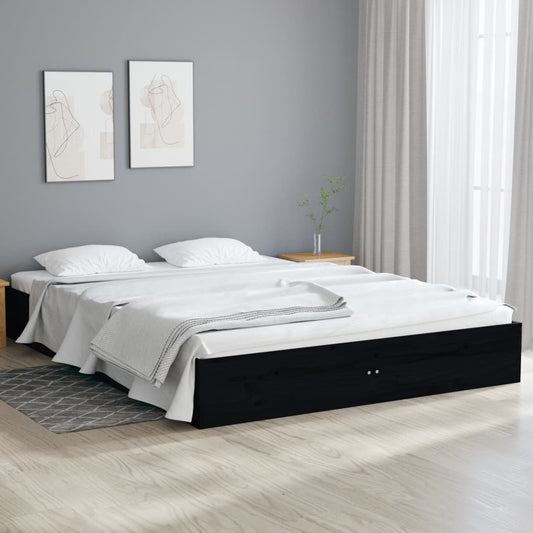 vidaXL Bed Frame Black Solid Wood 140x190 cm