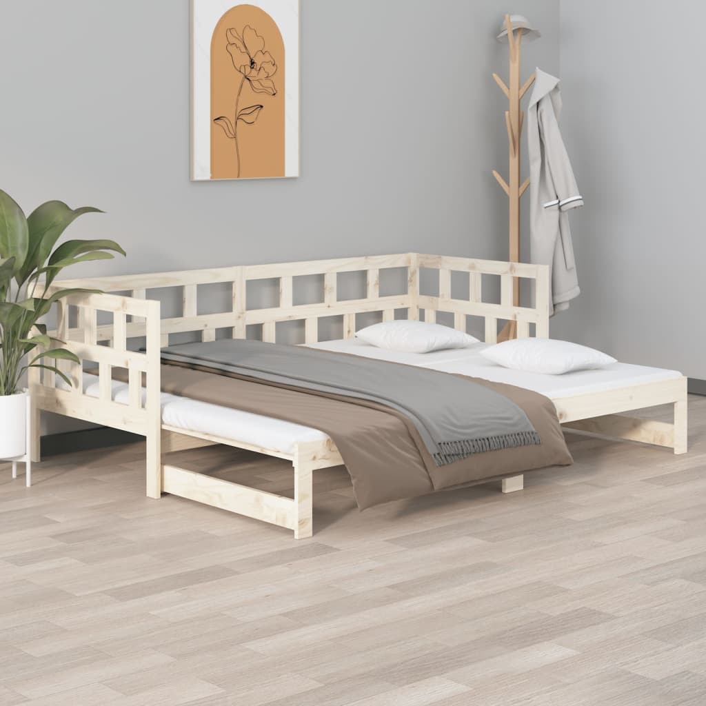 vidaXL Pull-out Day Bed Solid Wood Pine 2x(90x200) cm