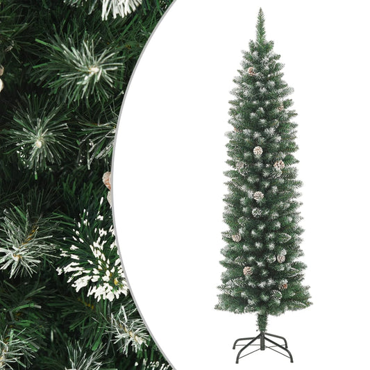 vidaXL Artificial Slim Christmas Tree with Stand 180 cm PVC