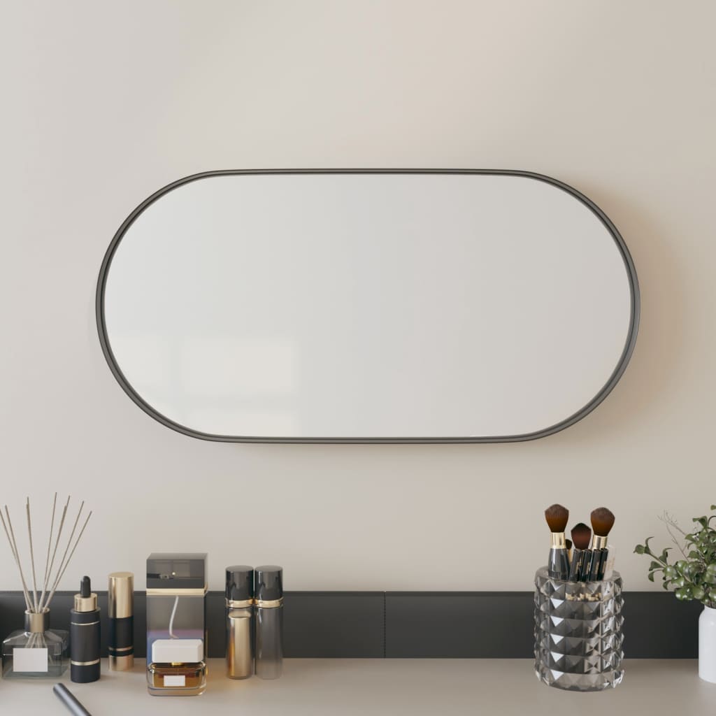 vidaXL Wall-mounted Mirror Black 20x40 cm Oval