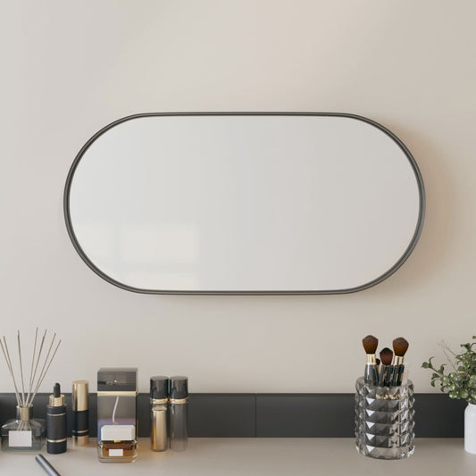 vidaXL Wall-mounted Mirror Black 20x40 cm Oval