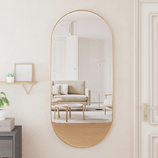 vidaXL Wall-mounted Mirror Gold 45x100 cm Oval
