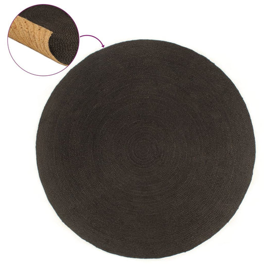 vidaXL Braided Rug Reversible Anthracite and Natural 90 cm Jute Round