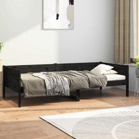vidaXL Day Bed Black Solid Wood Pine 90x200 cm