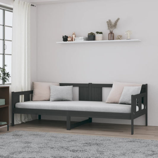 vidaXL Day Bed Grey Solid Wood Pine 90x200 cm