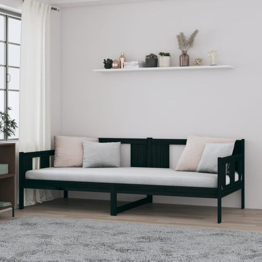 vidaXL Day Bed Black Solid Wood Pine 80x200 cm