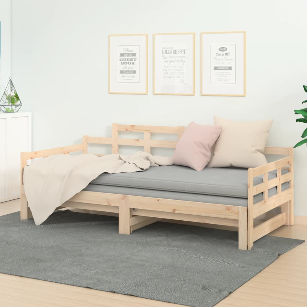 vidaXL Pull-out Day Bed Solid Wood Pine 2x(90x200) cm