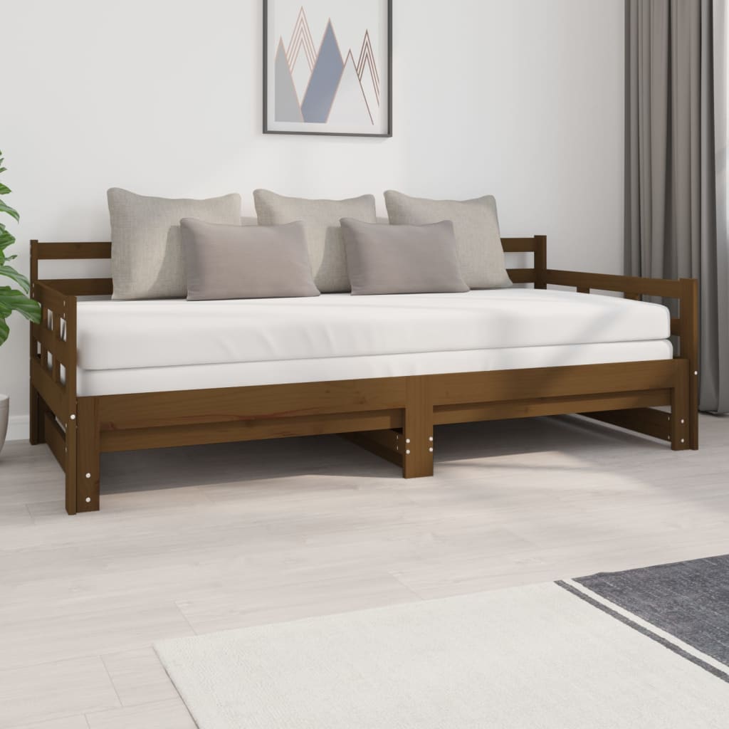 vidaXL Pull-out Day Bed Honey Brown Solid Wood Pine 2x(90x200) cm