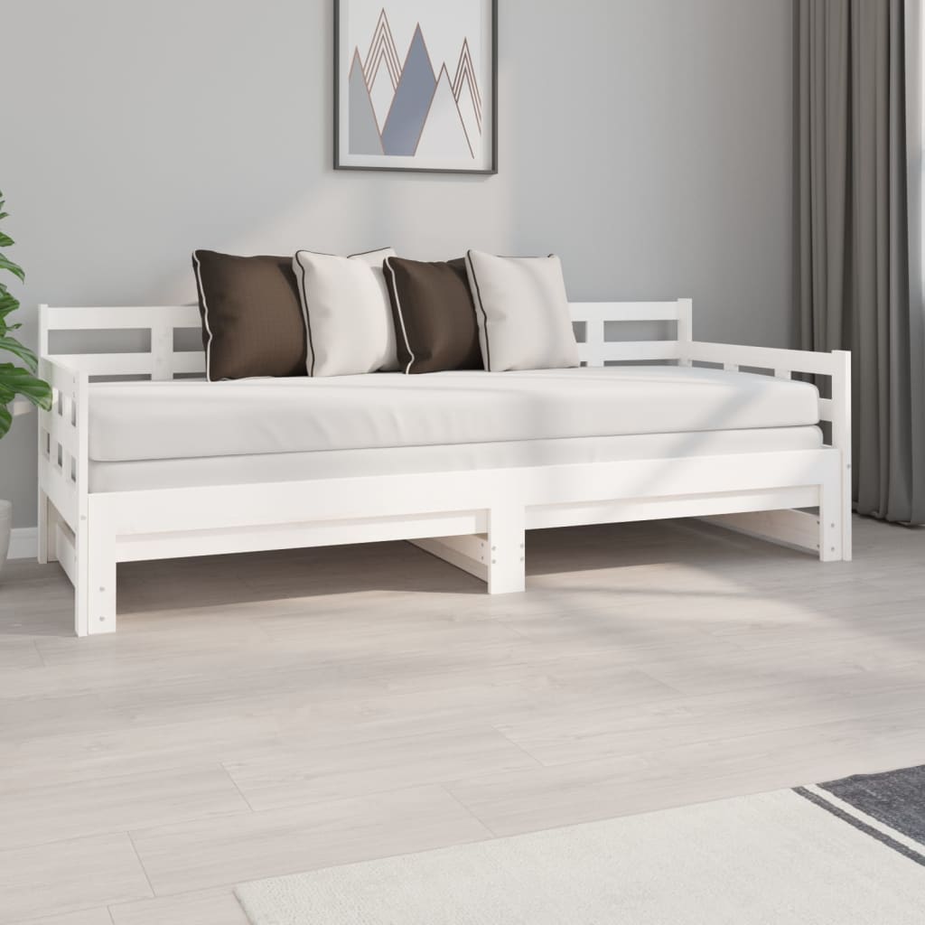 vidaXL Pull-out Day Bed White Solid Wood Pine 2x(80x200) cm