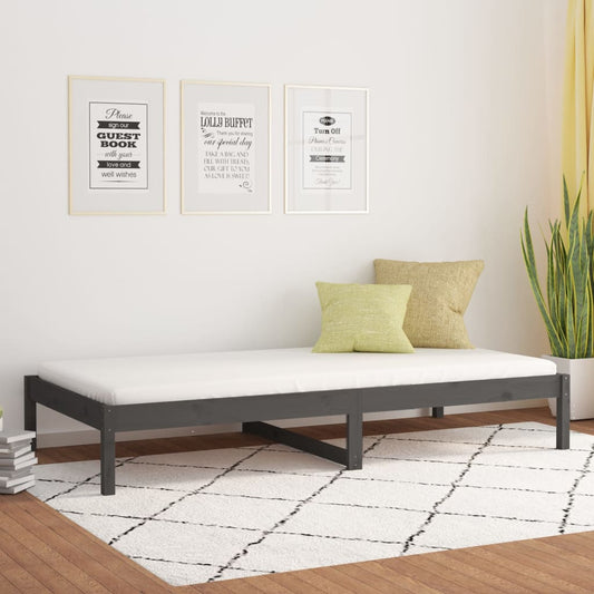 vidaXL Day Bed Grey 90x200 cm Solid Wood Pine