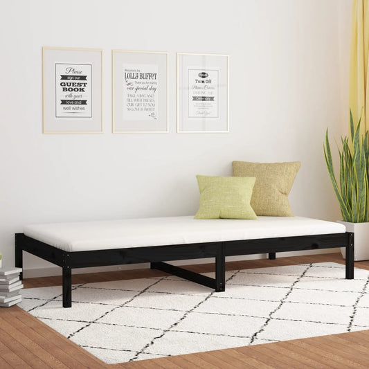 vidaXL Day Bed Black 90x200 cm Solid Wood Pine