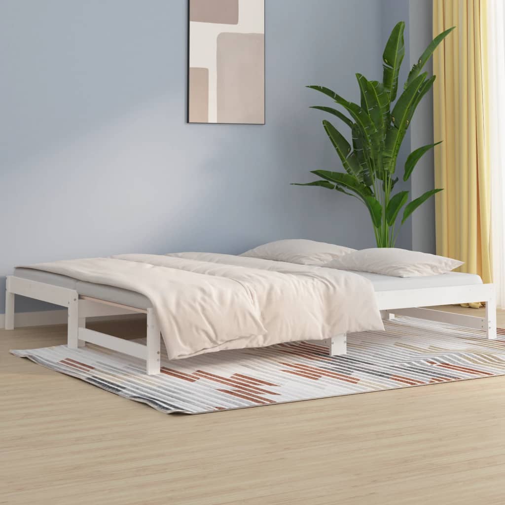 vidaXL Pull-out Day Bed White 2x(90x190) cm Solid Wood Pine