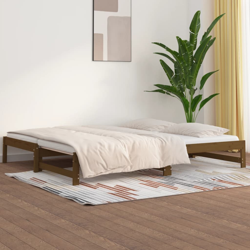 vidaXL Pull-out Day Bed Honey Brown 2x(90x190) cm Solid Wood Pine