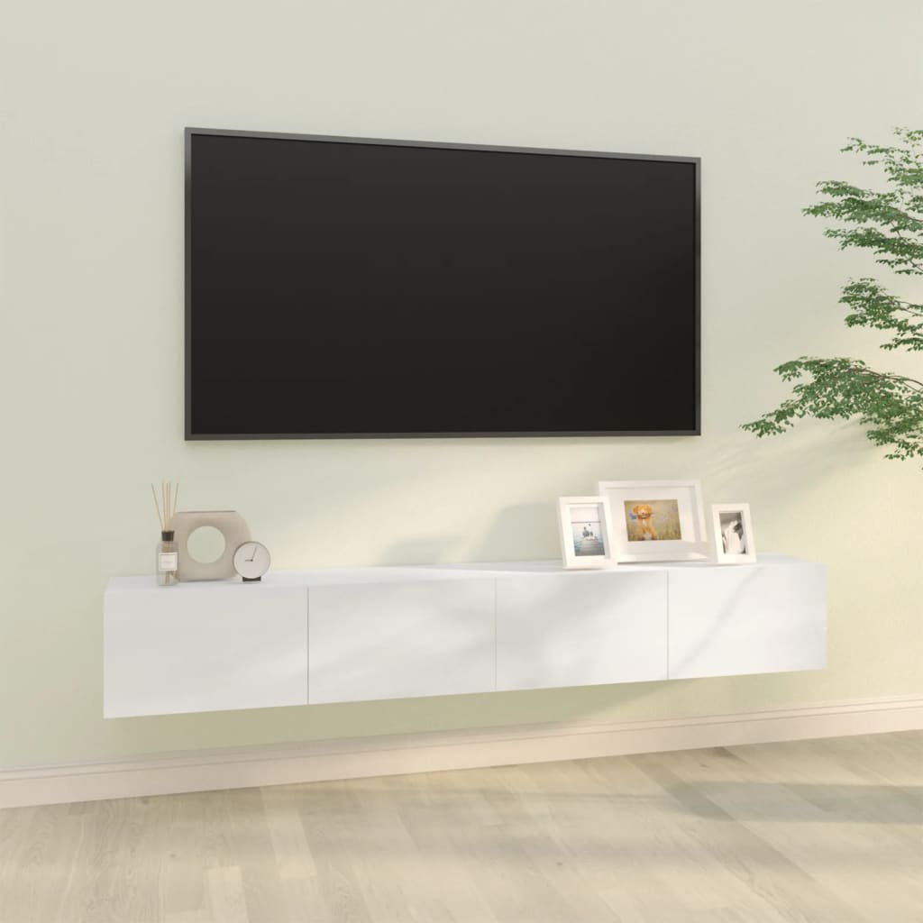 vidaXL Wall TV Cabinets 2 pcs High Gloss White 100x30x30 cm Engineered Wood