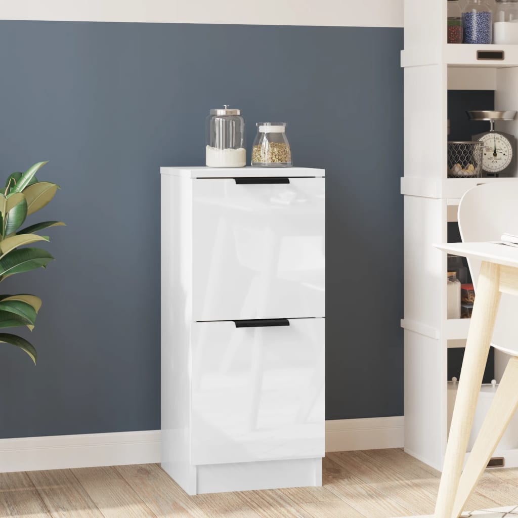 vidaXL Sideboard High Gloss White 30x30x70 cm Engineered Wood