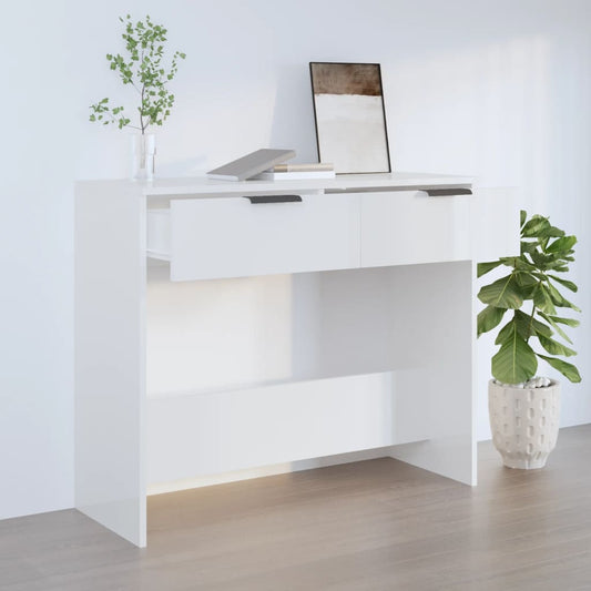 vidaXL Console Table High Gloss White 90x36x75 cm Engineered Wood