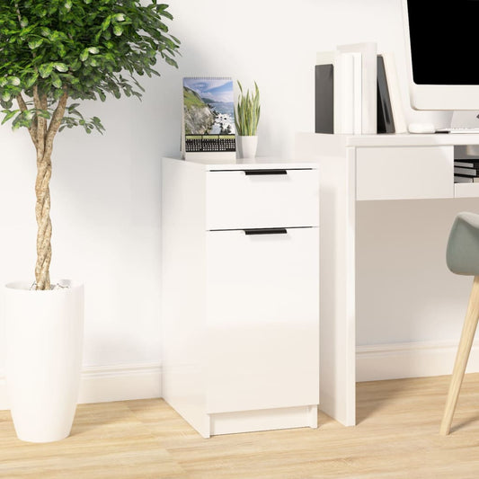 vidaXL Desk Cabinet High Gloss White 33.5x50x75 cm Engineered Wood
