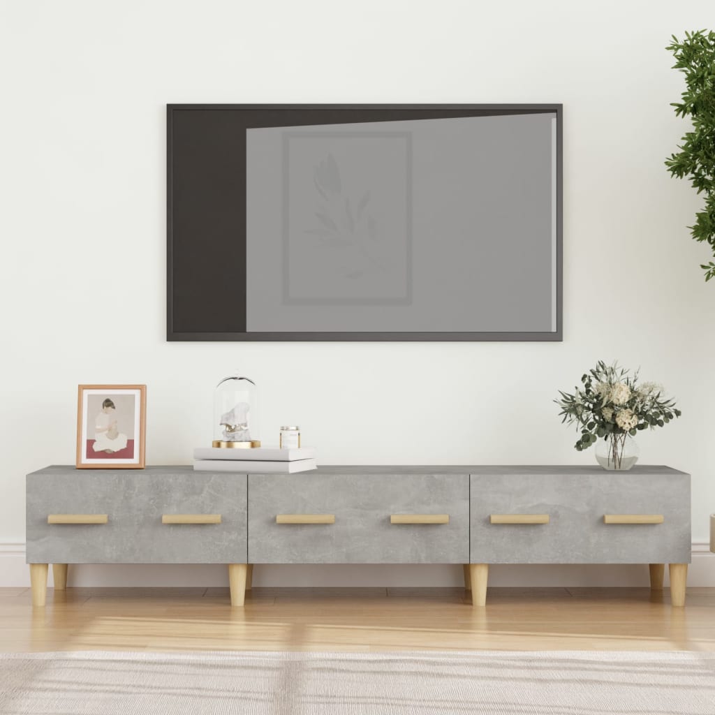 vidaXL TV Cabinet Concrete Grey 150x34.5x30 cm Engineered Wood